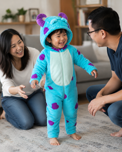 Little Blue Monster Plush Romper