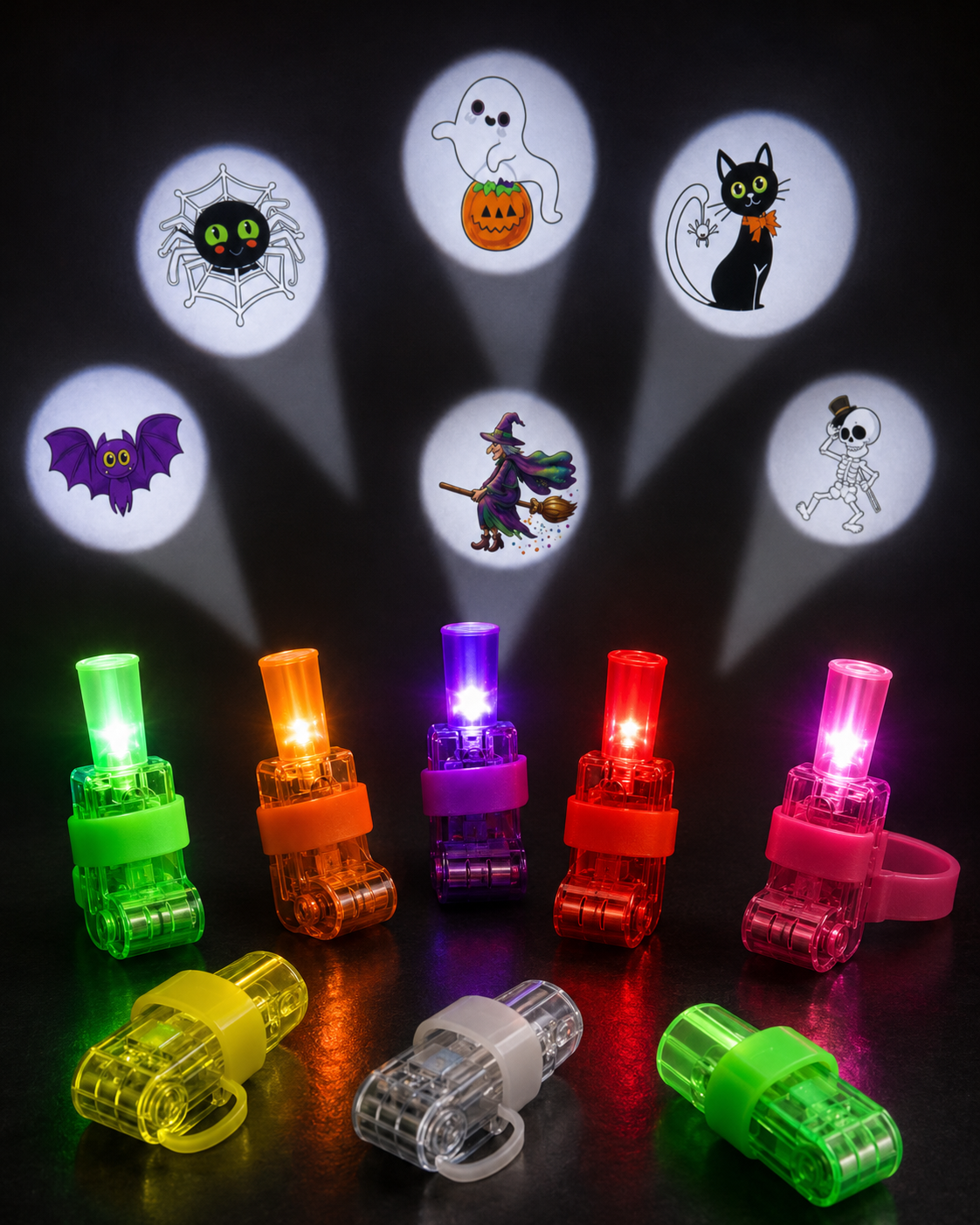 SpookyBeam – 12-Piece Halloween Finger Projector Lights