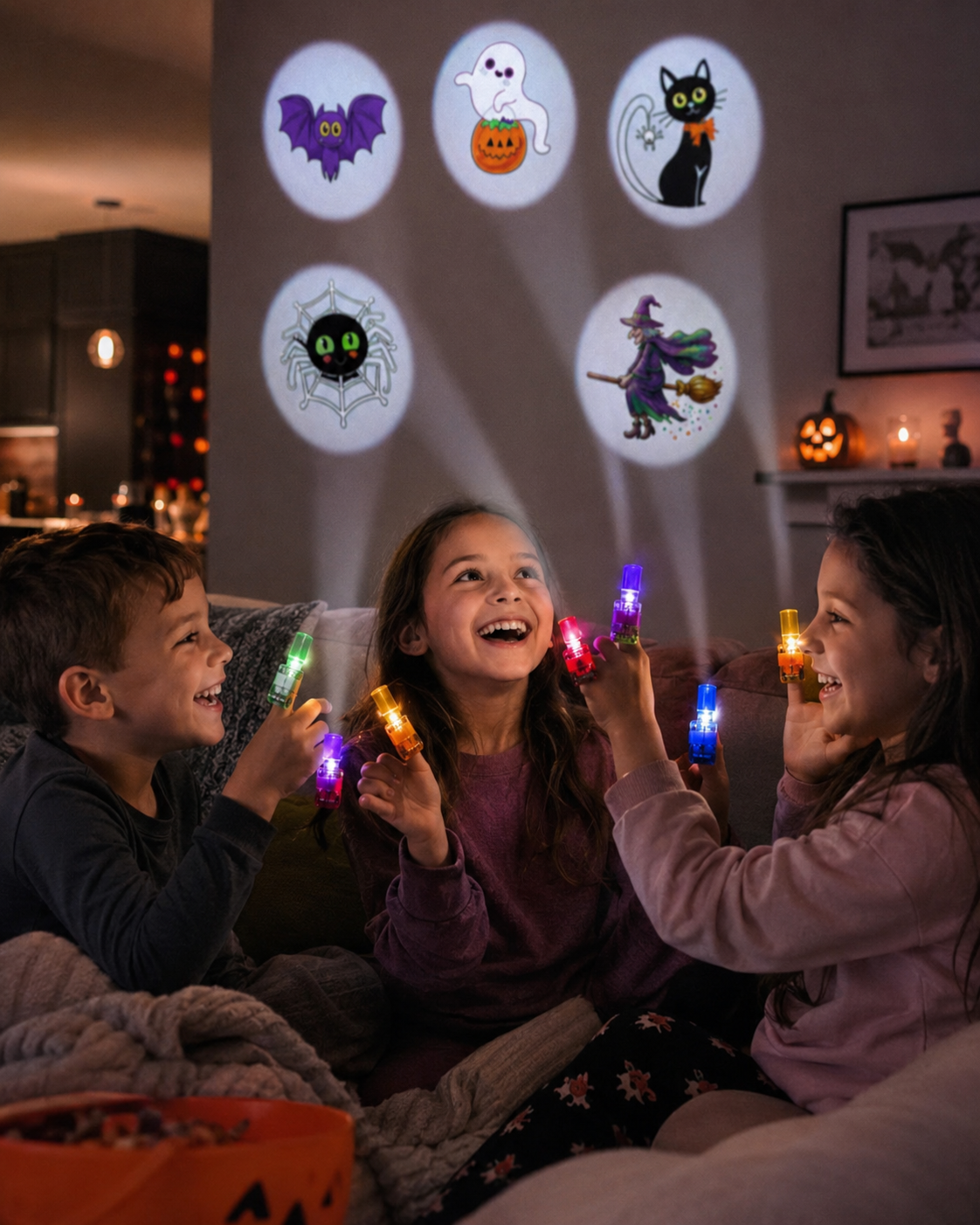 SpookyBeam – 12-Piece Halloween Finger Projector Lights