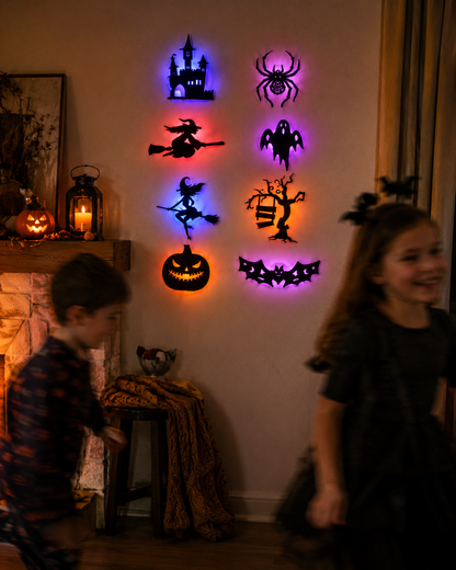 SpookyGlow 8-Piece Halloween LED Wall Stickers