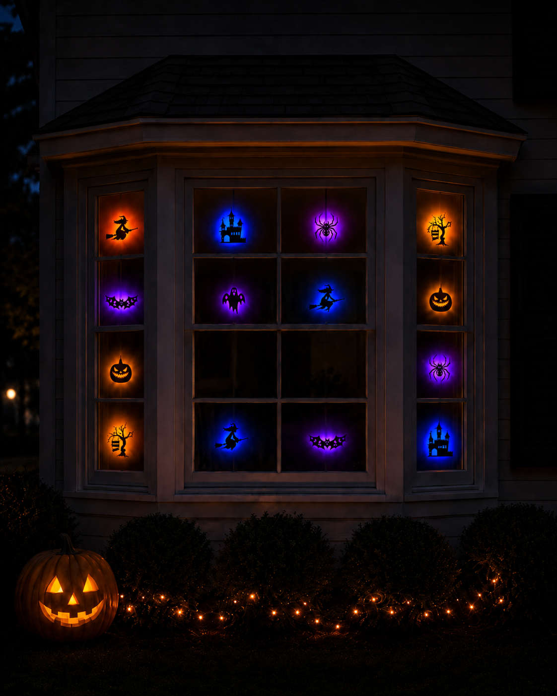 SpookyGlow 8-Piece Halloween LED Wall Stickers